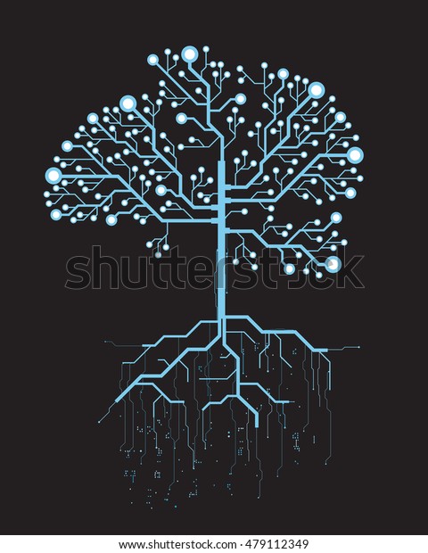 Abstract Tree Concept Vector Futuristic Blue Stock Vector (Royalty Free