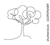 Abstract tree in continuous line art drawing style. Minimalist black linear sketch isolated on white background. Vector illustration