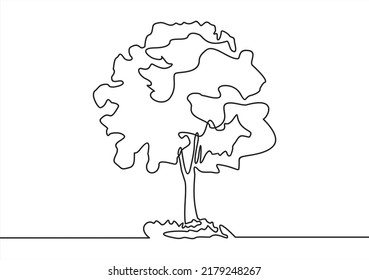 Árbol abstracto en estilo de dibujo de línea continua.