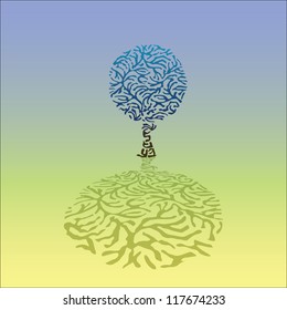 Abstract tree created from the zebra pattern, illustration