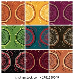 Abstract tree cross section seamless pattern with modern colour combinations. Modern geometric, minimalist, suitable for wallpapers, fabric pattern, banners, backgrounds, cards, book etc.