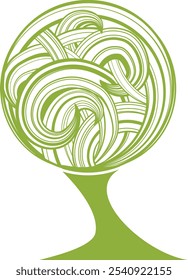 Abstract tree with curly hair instead leaves