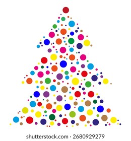 Abstract tree design. Colorful circles pattern. Festive dot art. Vector holiday symbol. EPS 10.