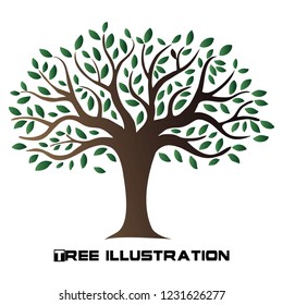 Abstract tree design vector, fresh tree illustration 