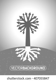 abstract tree diagram with the branches of the roots in the form of arrows