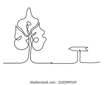 Abstract tree with direction as line drawing on the white background. Vector