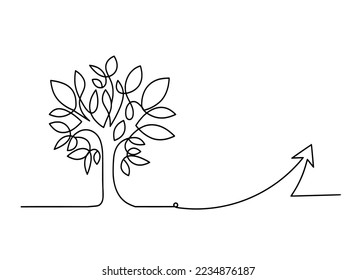 Árbol abstracto con dirección como dibujo de línea sobre el fondo blanco. Vector