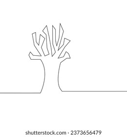 Abstract tree drawing. Minimalist black linear sketch isolated on white background. Vector illustration