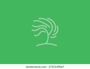 Un árbol abstracto dibujado en estilo de línea simple que representa el crecimiento, la naturaleza, el equilibrio, la sostenibilidad, la vida y la armonía orgánica