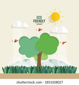 Abstract tree. Ecology concept with tree background. Vector illustration.