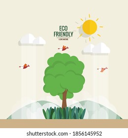 Abstract tree. Ecology concept with tree background. Vector illustration.