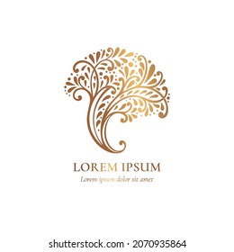Abstract tree emblem on a white background. Modern illustration. Isolated vector. Great for logo, monogram, invitation, flyer, menu, brochure or any desired idea.