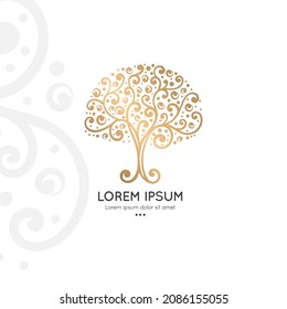 Símbolo abstracto de árbol en un fondo blanco. Ilustración moderna. Vector aislado. Ideal para logotipo, monograma, invitación, volante, menú, folleto o cualquier idea deseada.