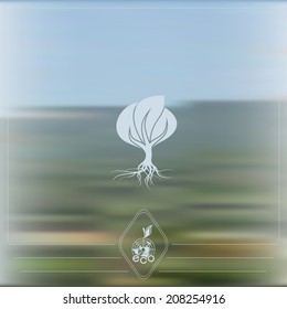 Abstract tree and environmental sign on blurred landscape. Gradient mesh used. EPS-10.