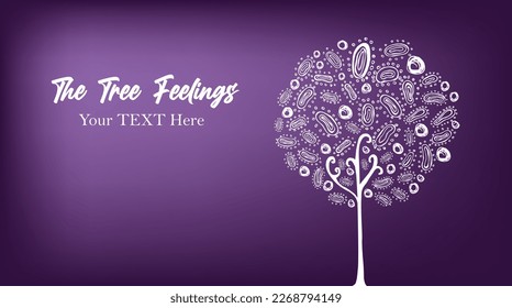 Abstract tree feeling art purple bacteria thousand word of saying greeting event wedding card template