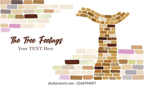 Abstract tree feeling bricks art thousand word of saying greeting event wedding card template