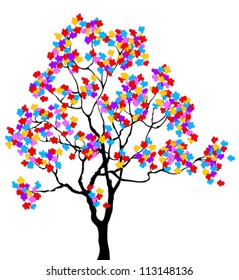 Abstract tree with flowers