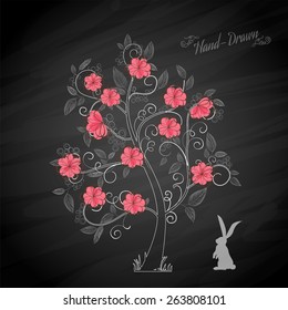 Abstract tree with flowers
