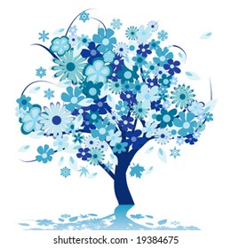 Abstract tree with flowers vector illustration