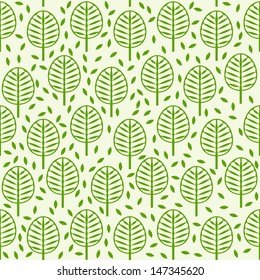 Abstract tree and foliage, seamless background.