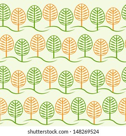 Abstract tree and forest, seamless background.