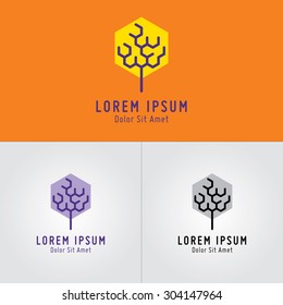 abstract tree form logo design template