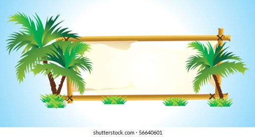 abstract tree with frame in blue background vector illustration