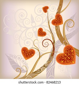 abstract tree with fruit in form heart