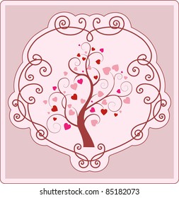 abstract tree with fruit in form heart