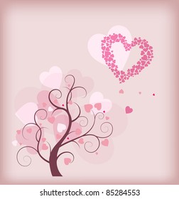 abstract tree with fruit in form heart