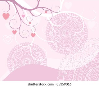 abstract tree with fruit in form heart