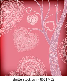 abstract tree with fruit in form heart
