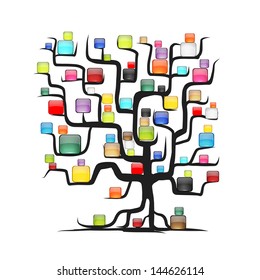 Árbol Abstractas con bolas brillantes para su diseño