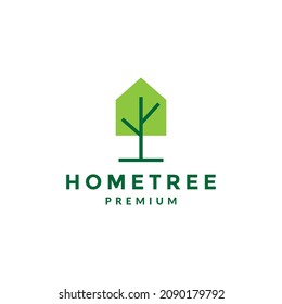 árbol abstracto verde con forma de casa hoja símbolo logotipo icono vector gráfico ilustración idea creativa