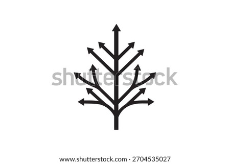 Abstract Tree Growth Arrows Symbol Branching Pathways And Opportunities Icon