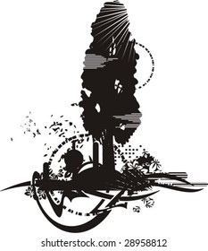 Abstract tree grunge background, vector illustration series.