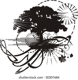 Abstract tree grunge background, vector illustration series.