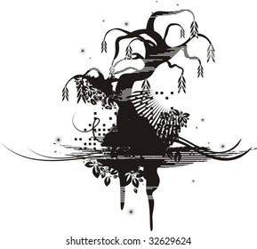 Abstract tree grunge background, vector illustration series.