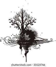 Abstract tree grunge background, vector illustration series.