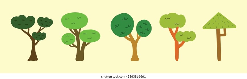 Abstract tree hand drawn with differnt shapes for element, decoration, doodle, illustration