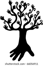 abstract tree of hands vector illustration