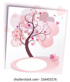 abstract tree with hearts in the form of a sticker