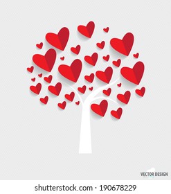 Abstract tree with hearts. Vector Illustration.