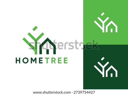 abstract tree with home logo design vector concept