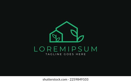 Abstract tree house logo design template with modern line art style Premium Vector design