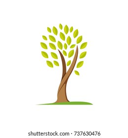 abstract tree icon. Illustration of a tree, green leaves. The concept of gardening