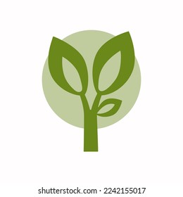 Abstract tree icon. Logo. Sign, ecological. Green sprout, leaves, plant. Vector graphic. Illustration on isolated background.