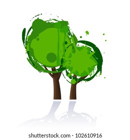 Abstract Tree icon with reflection