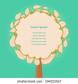 Abstract Tree Icon with Round Copy Space on Green Background.