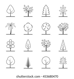 Abstract tree icon set on white background. Vector illustration.